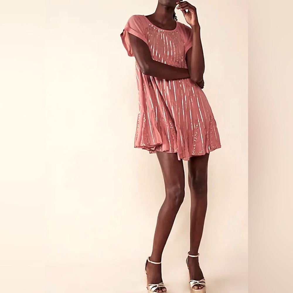 Free People Mint Julep Sequin Mini Dress NWOT Size M Coral